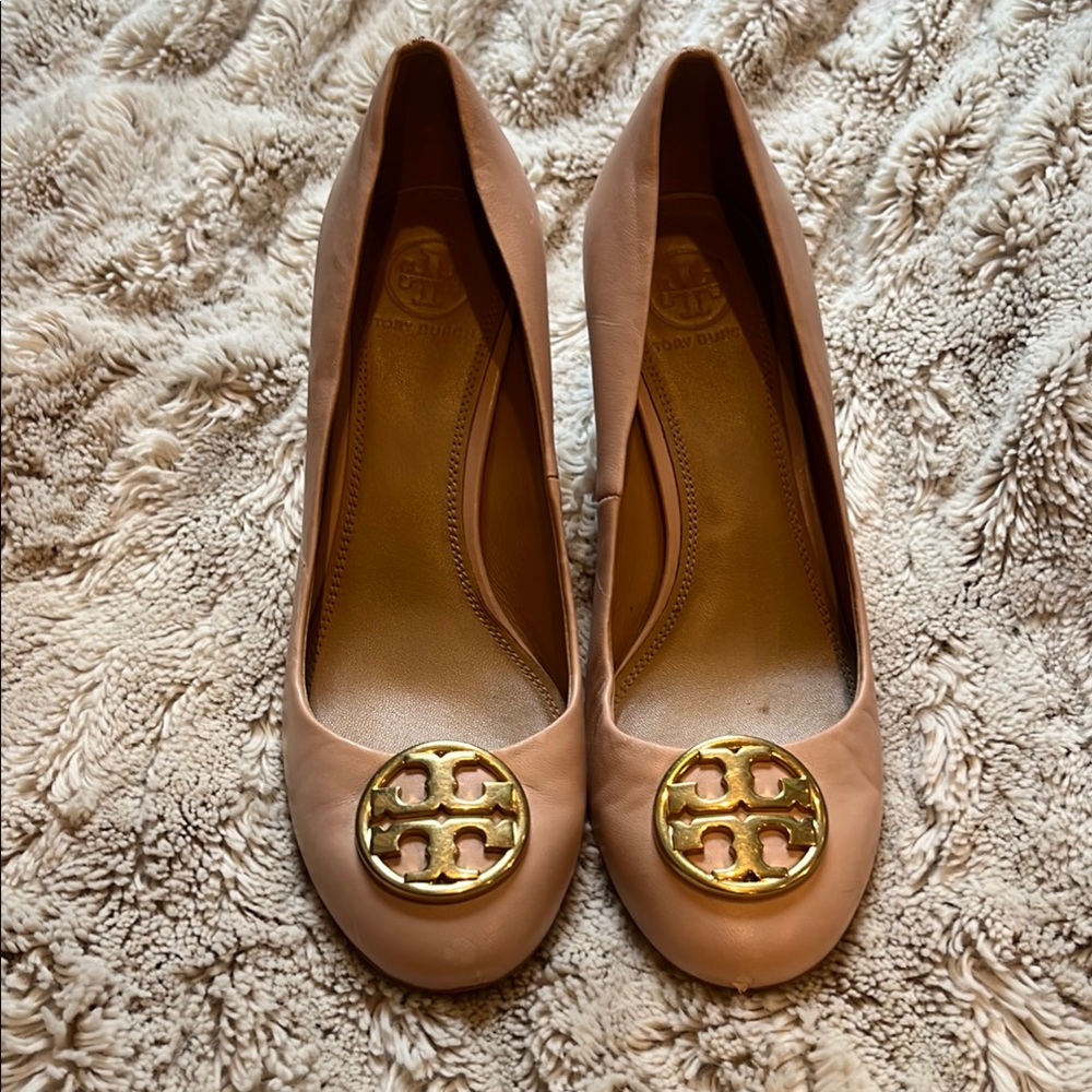 Tory Burch Women's Pink Leather Wedges